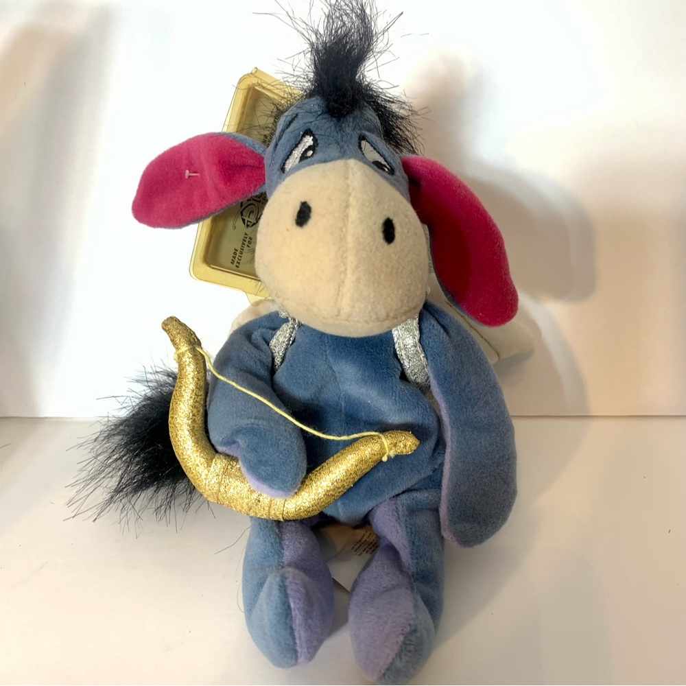 NWT. Disney, Cupid Eeyore from Winnie-the-Pooh mini bean bag. 9” tall
